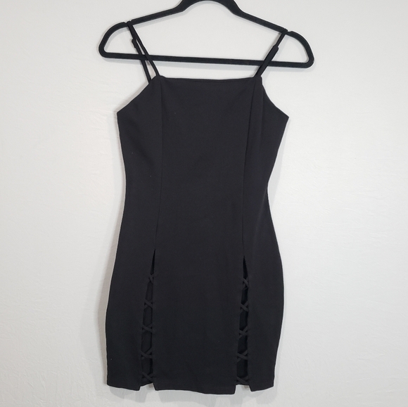 Akira Spaguetti Straps Black Mini Dress Size Medium - Picture 3 of 10